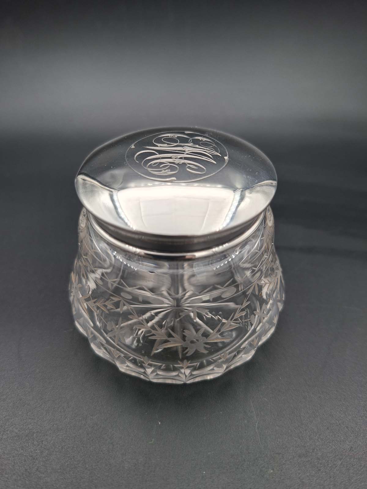 Sterling Silver Topped Etched & Faceted Jar - Image 3