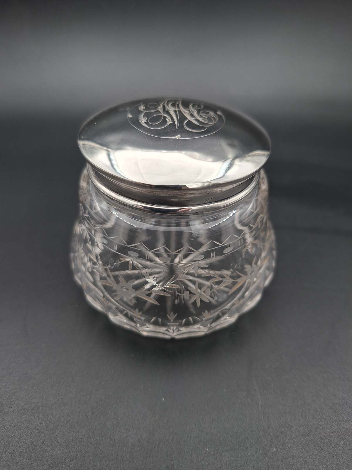 Sterling Silver Topped Etched & Faceted Jar - Image 4