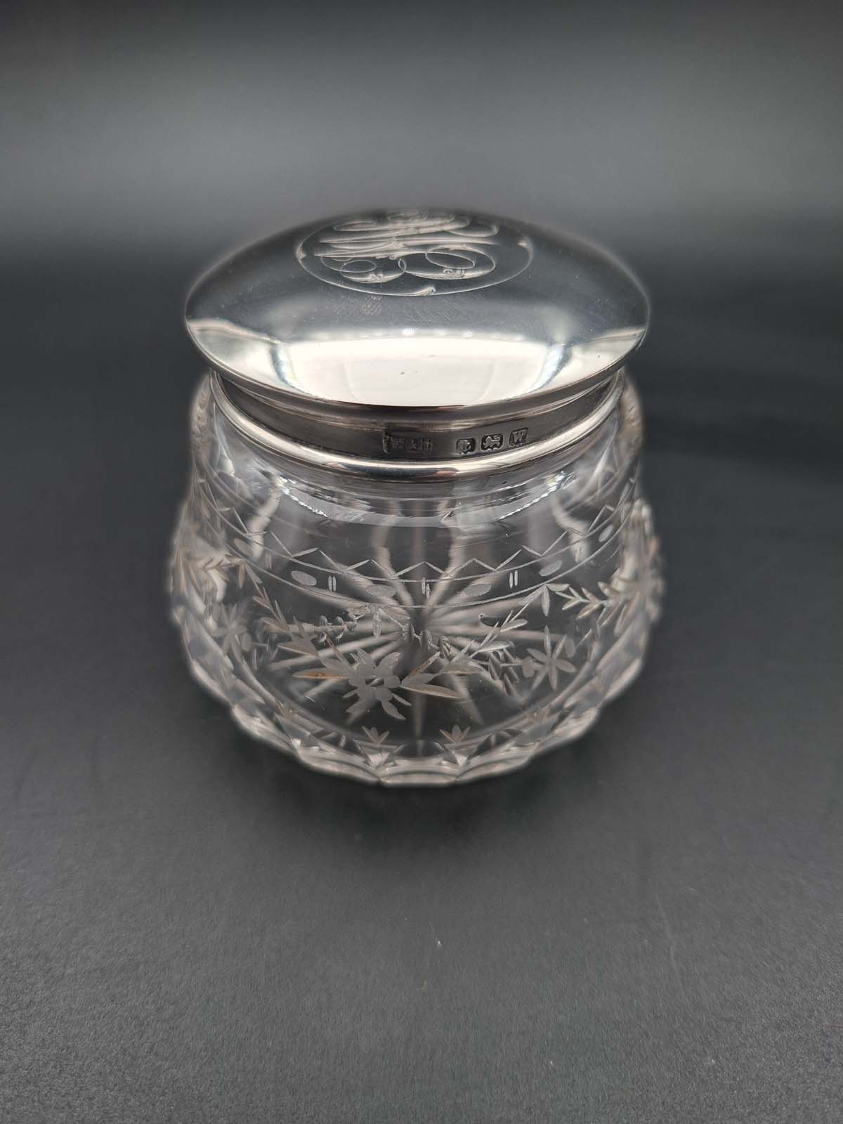 Sterling Silver Topped Etched & Faceted Jar - Image 5