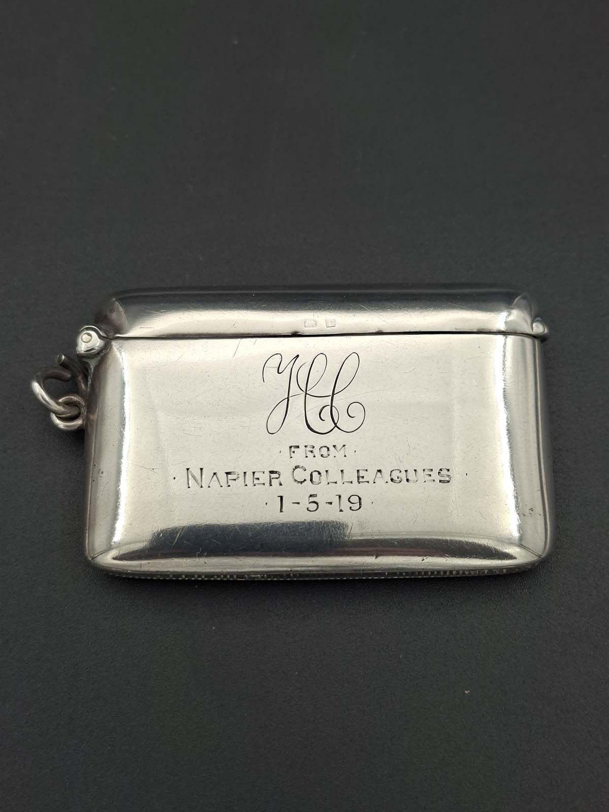 Sterling Silver Monogrammed Presentation Vesta Case