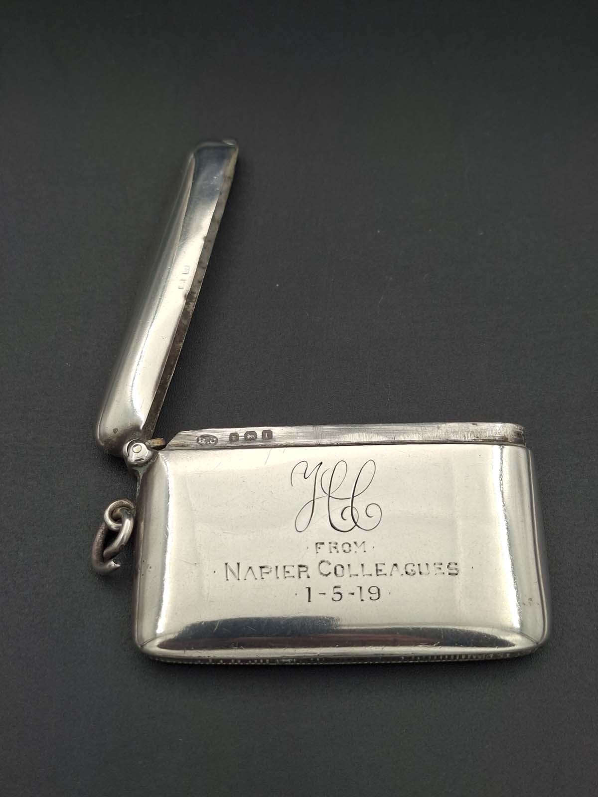 Sterling Silver Monogrammed Presentation Vesta Case - Image 3