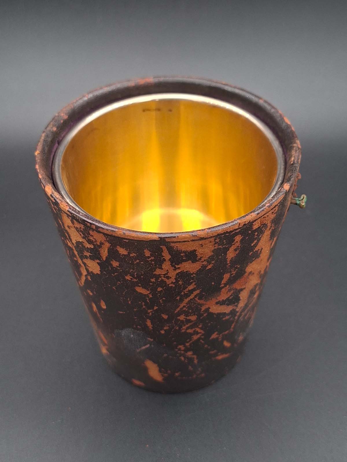 Sterling Silver Monogrammed Beaker in Leather Case by Gorham - Image 3