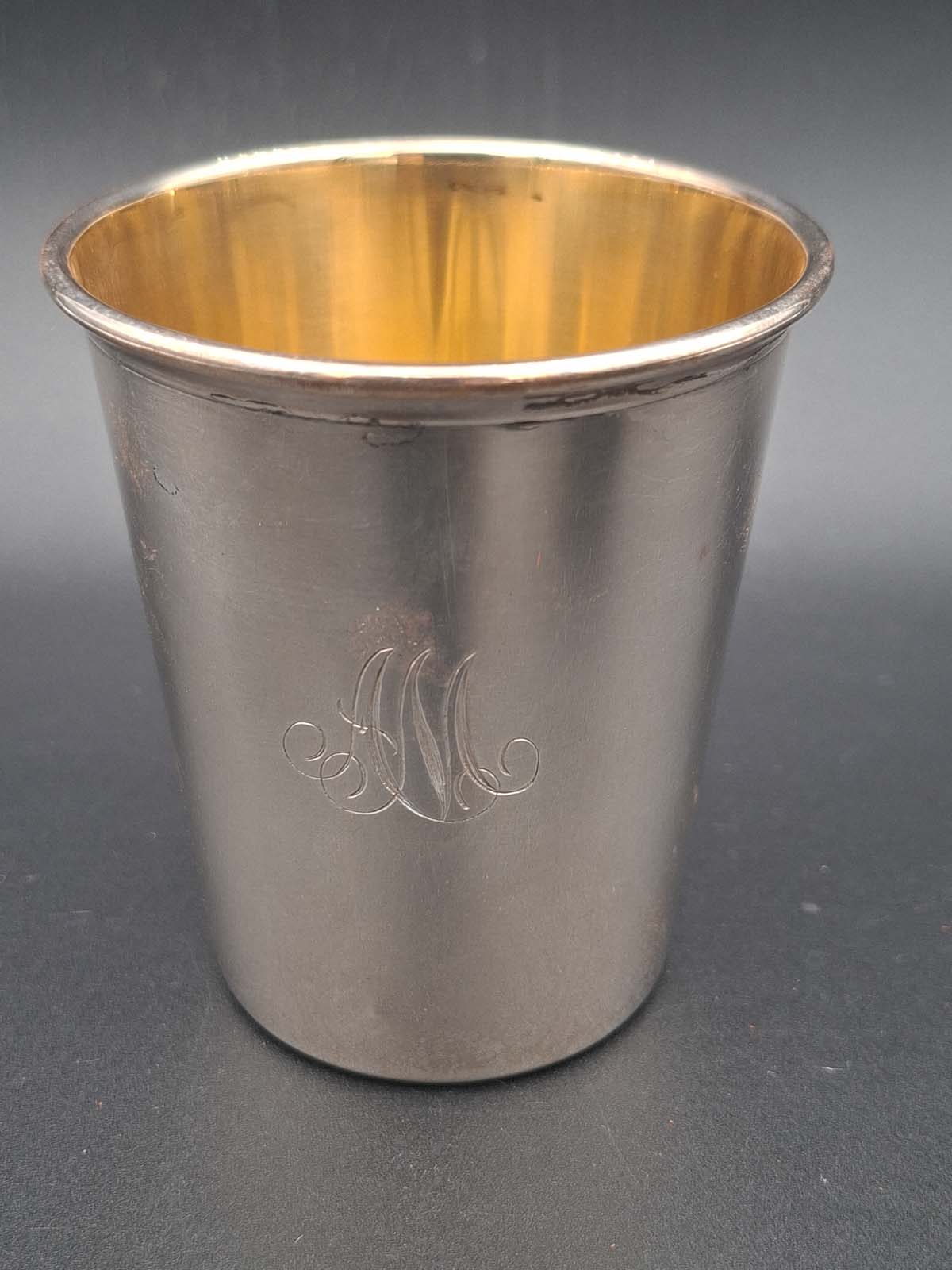 Sterling Silver Monogrammed Beaker in Leather Case by Gorham - Image 4