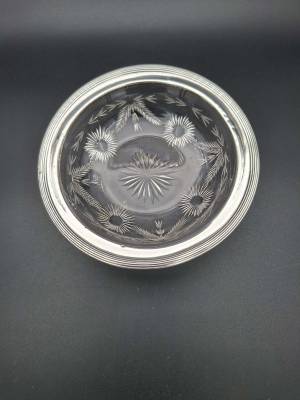 Sterling Silver Rimmed Cut Glass Bowl by Reed & Barton USA