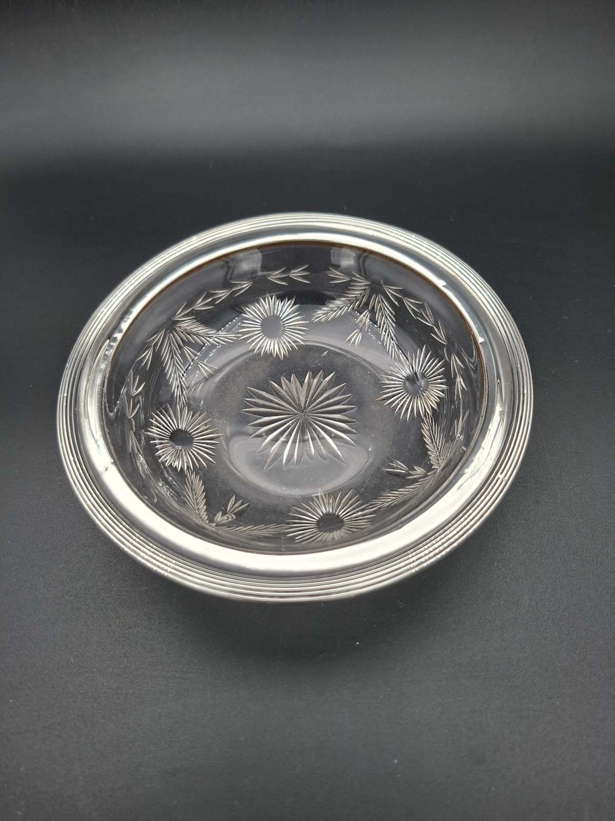 Sterling Silver Rimmed Cut Glass Bowl by Reed & Barton USA - Image 2