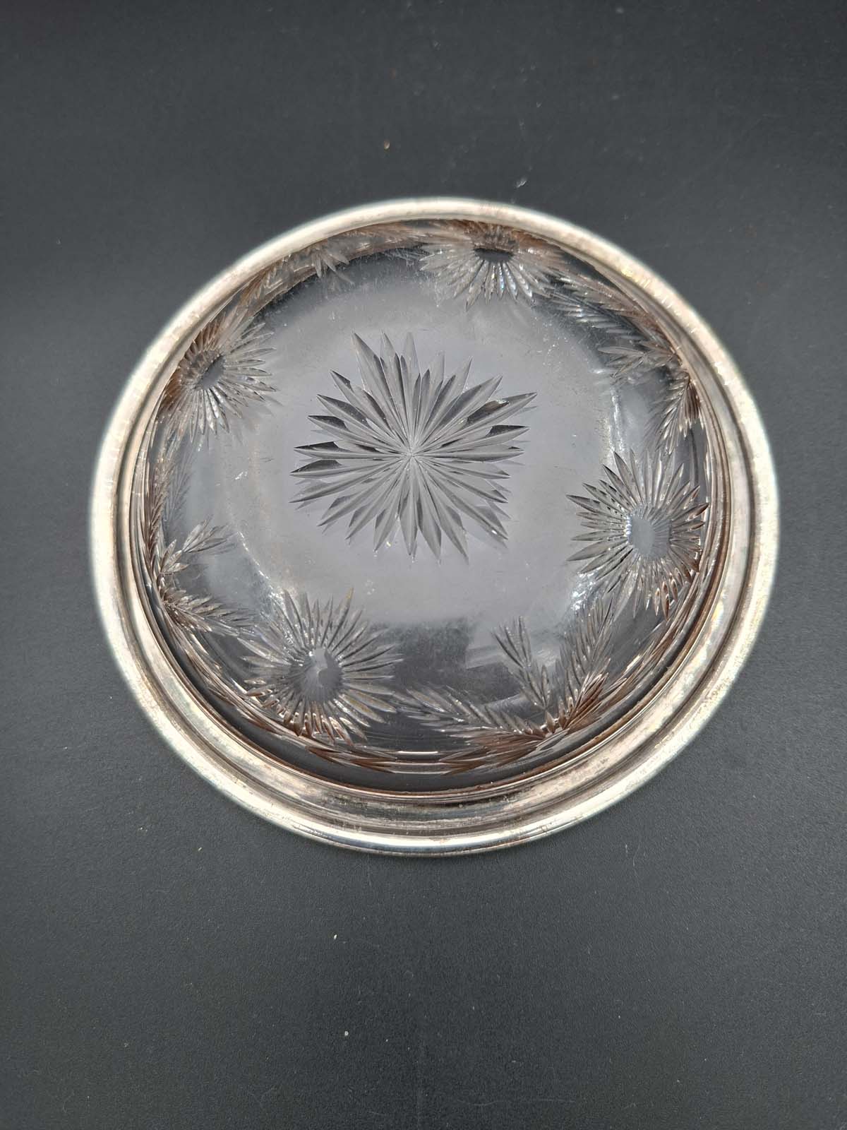 Sterling Silver Rimmed Cut Glass Bowl by Reed & Barton USA - Image 3