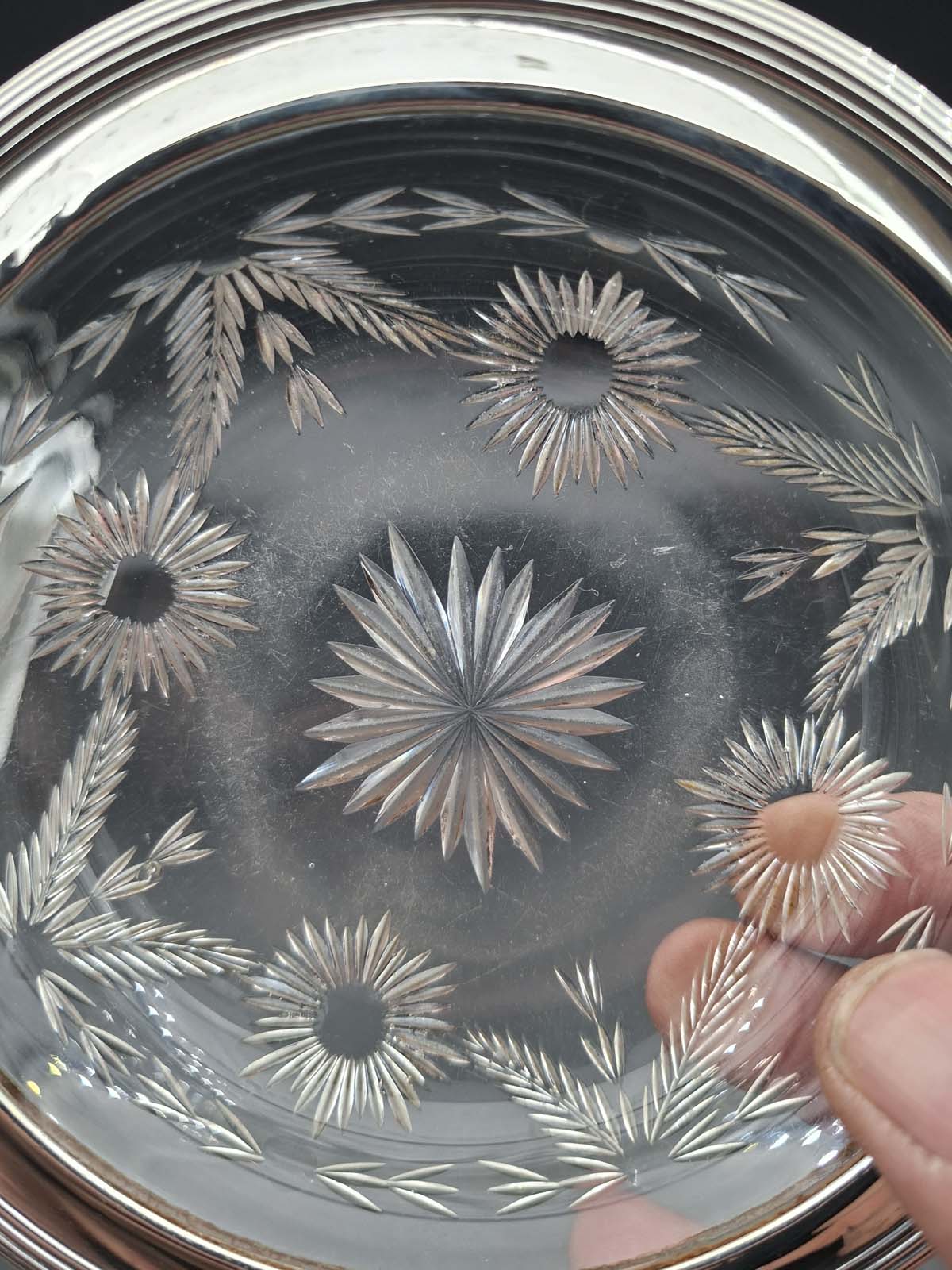 Sterling Silver Rimmed Cut Glass Bowl by Reed & Barton USA - Image 4