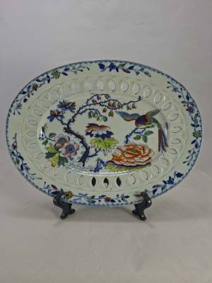 An Unusual Pierced Davenport Flying Bird Platter c1820