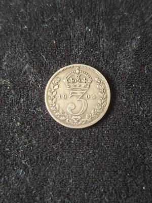 1904 UK Threepence Coin