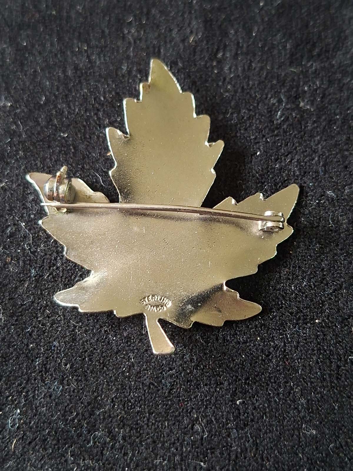 B M Co Sterling Silver Maple Leaf Brooch - Image 2