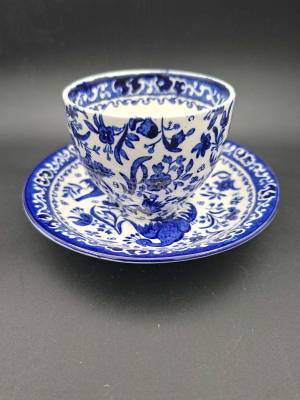 Burleigh Ware Blue Regal Peacock Cup & Saucer