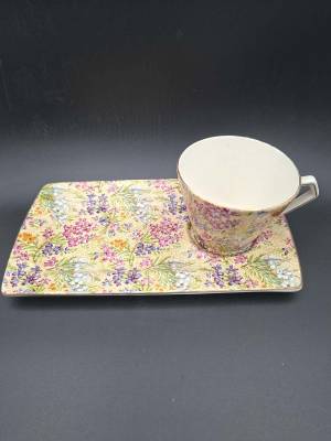 Lord Nelson Ware Heather Chintz Breakfast Cup & Toast Plate
