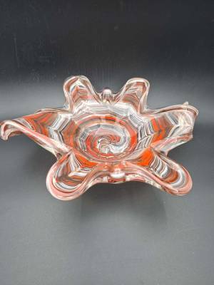 Murano Orange, White & Copper Swirl Bowl