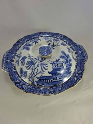 Burleigh Ware Willow Pattern Lidded Serving Dish