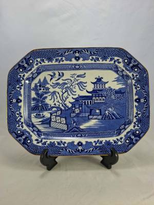 Burleigh Ware Willow Pattern Platter 28.7 X 22cm