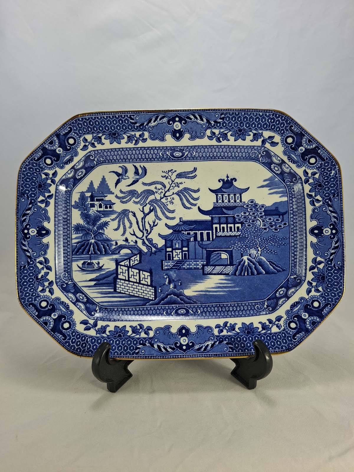 Burleigh Ware Willow Pattern Platter 28.7 X 22cm