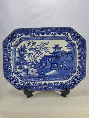Burleigh Ware Willow Pattern Platter 34 X 26.4cm