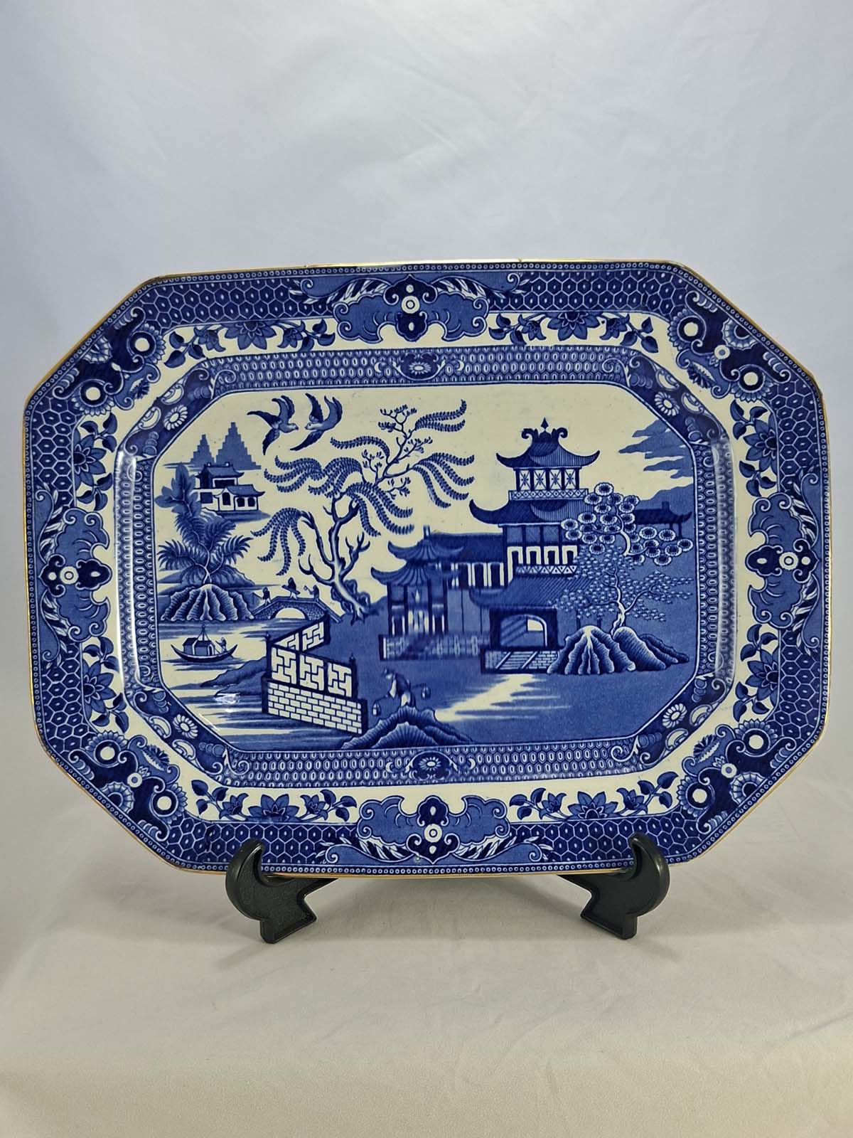 Burleigh Ware Willow Pattern Platter 34 X 26.4cm