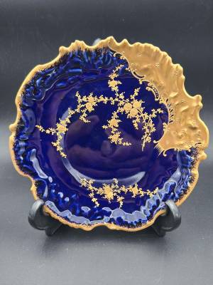 Venetian Blue & Heavy Gold Cabinet Plate