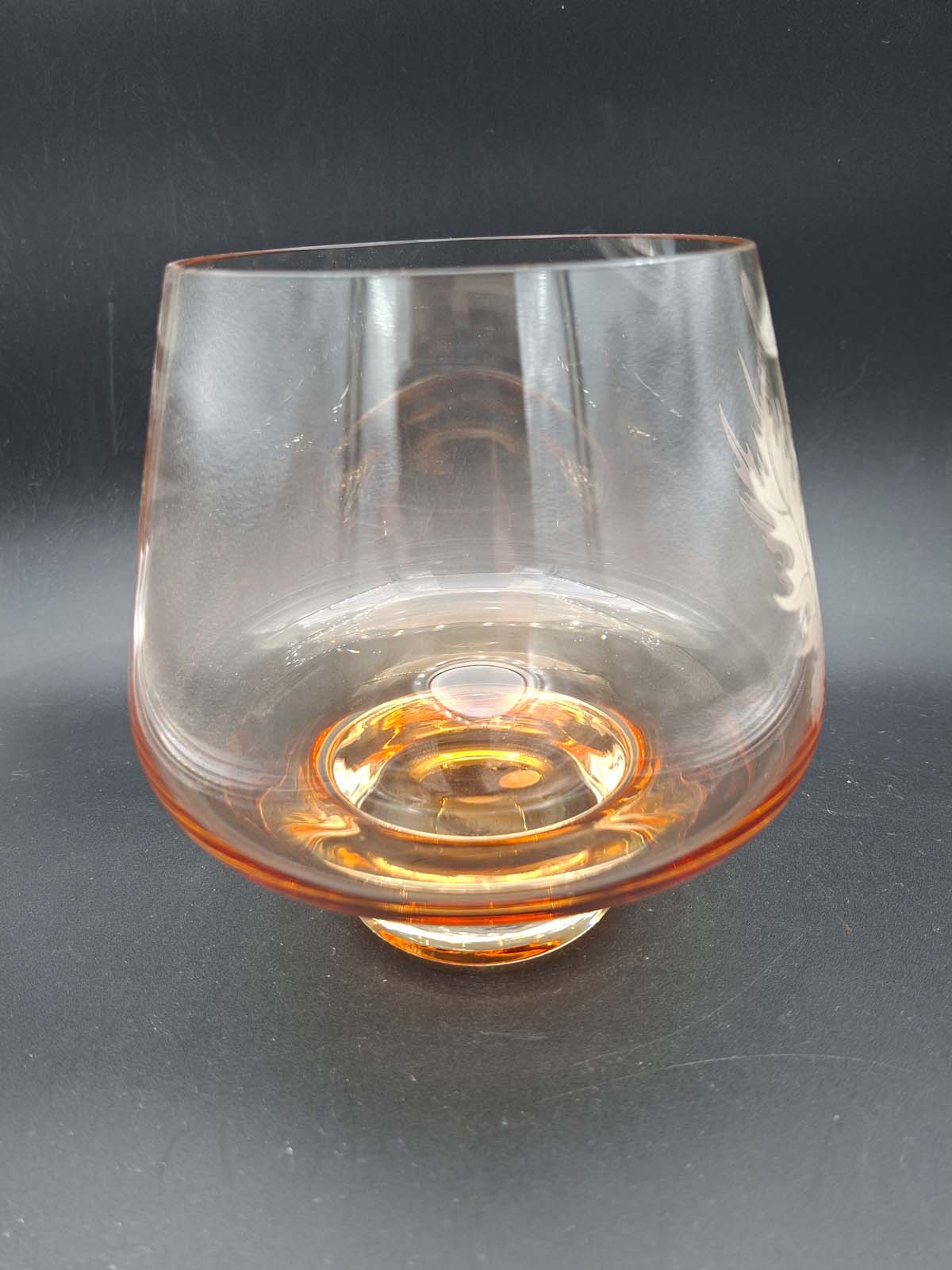 Caithness Amber Etched Glass Bowl / Vase - Image 2