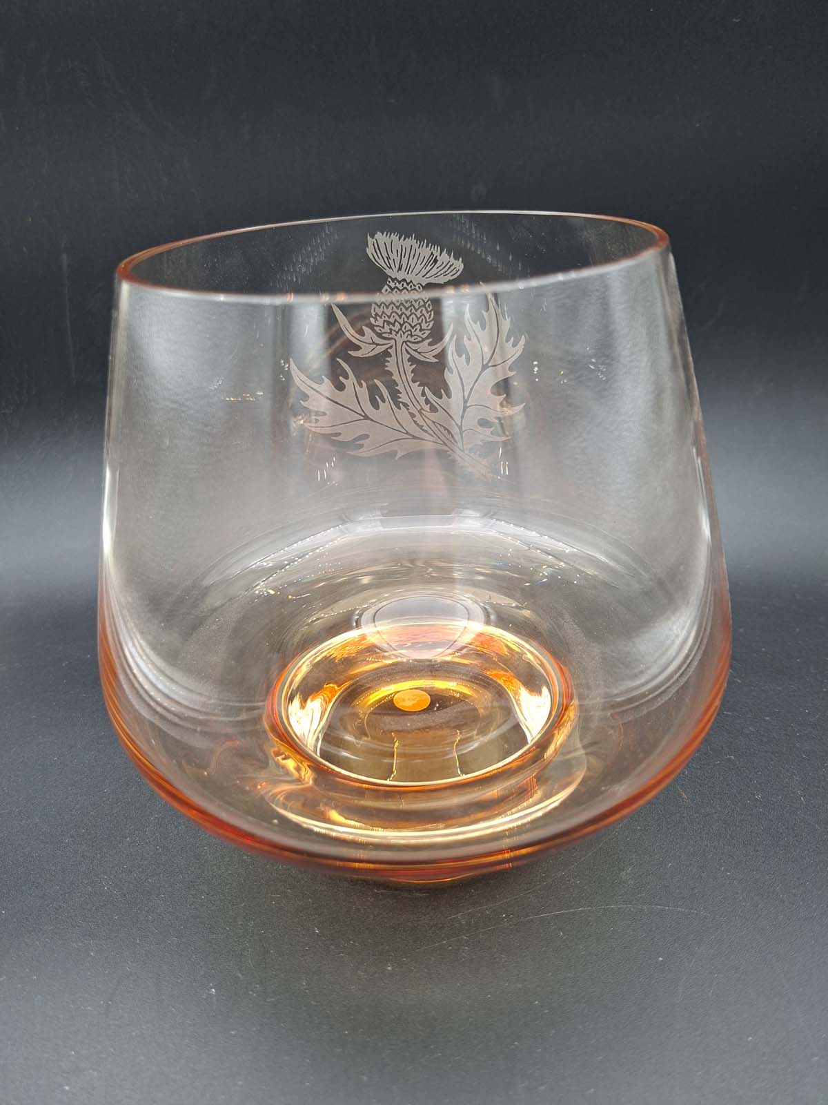 Caithness Amber Etched Glass Bowl / Vase - Image 3