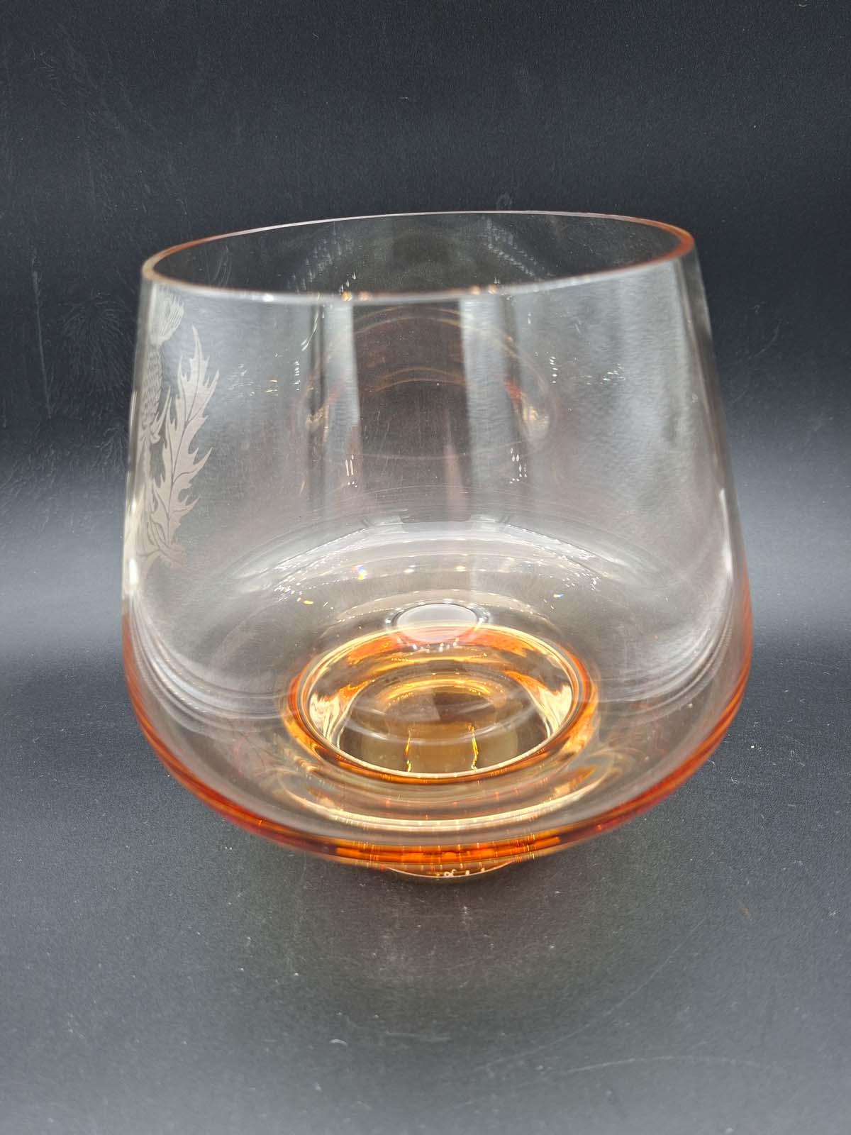 Caithness Amber Etched Glass Bowl / Vase - Image 4