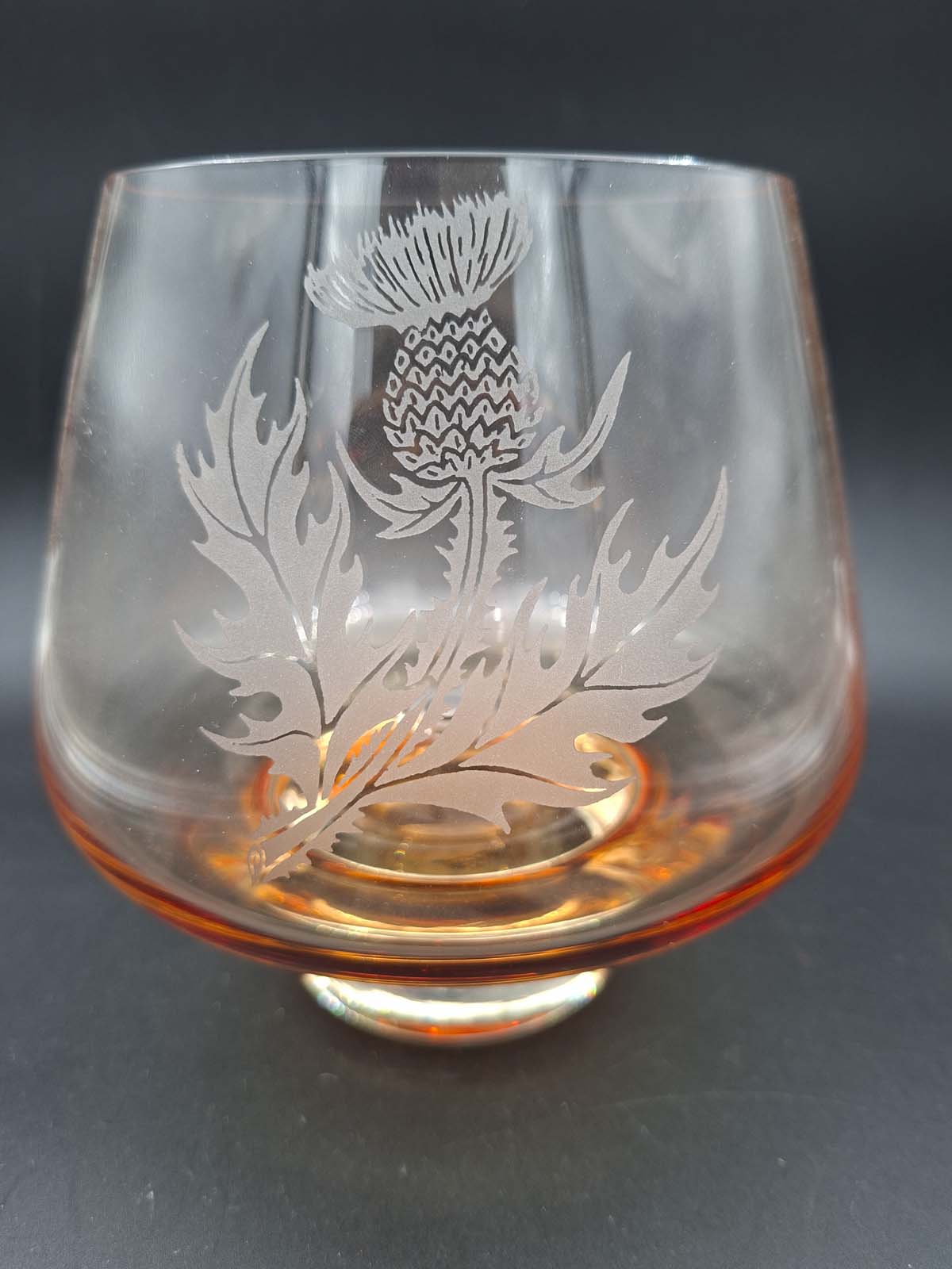 Caithness Amber Etched Glass Bowl / Vase - Image 5