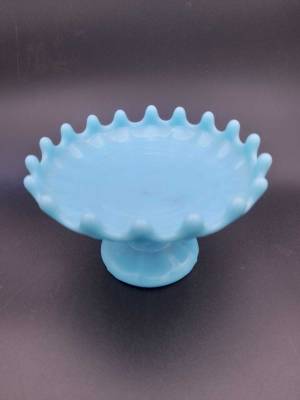 Blue Opaline Glass Comport by Portieux Vallerysthal
