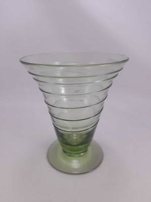 Whitefriars Green Ribbon Trailed Footed Vase