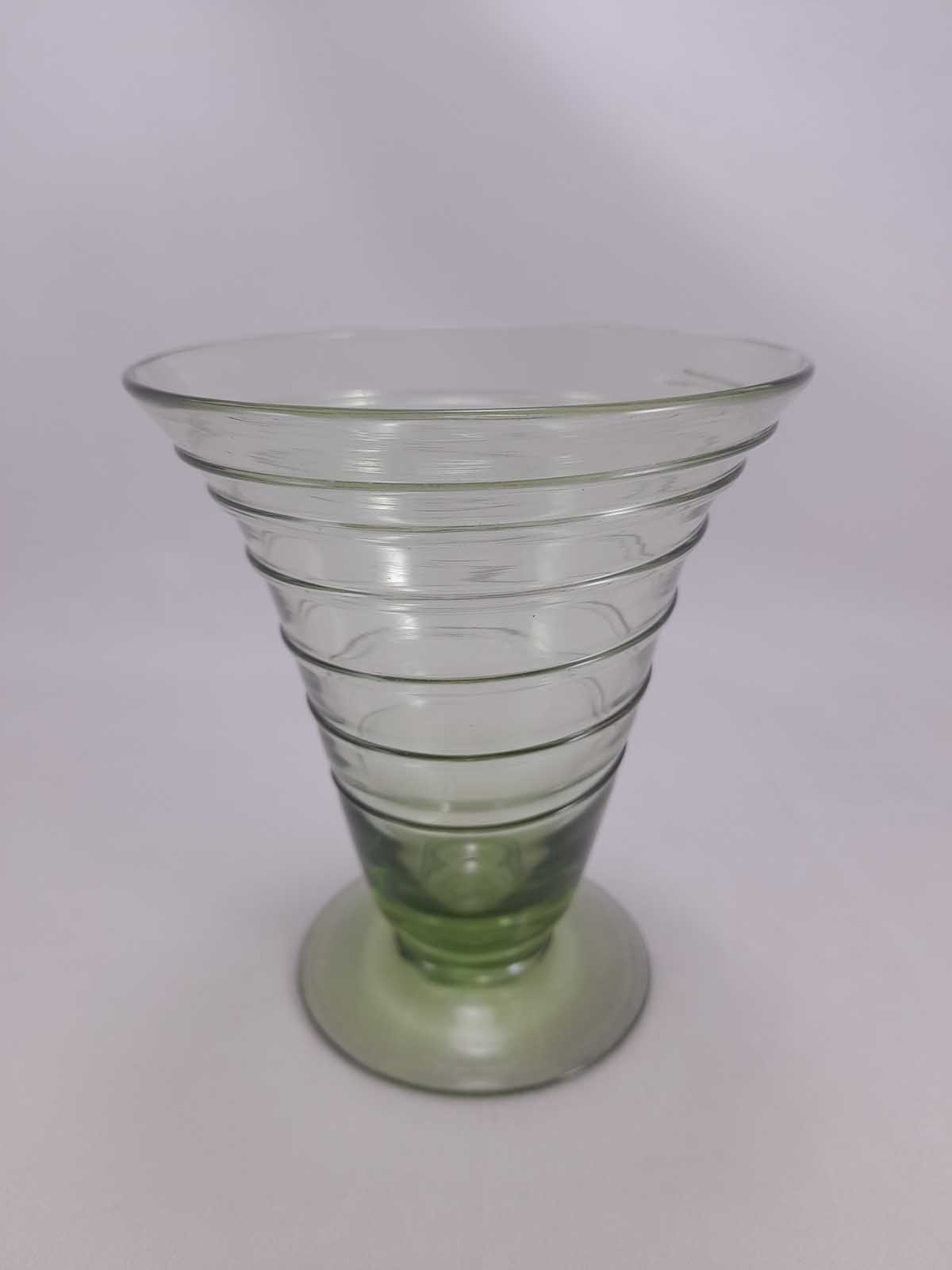 Whitefriars Green Ribbon Trailed Footed Vase
