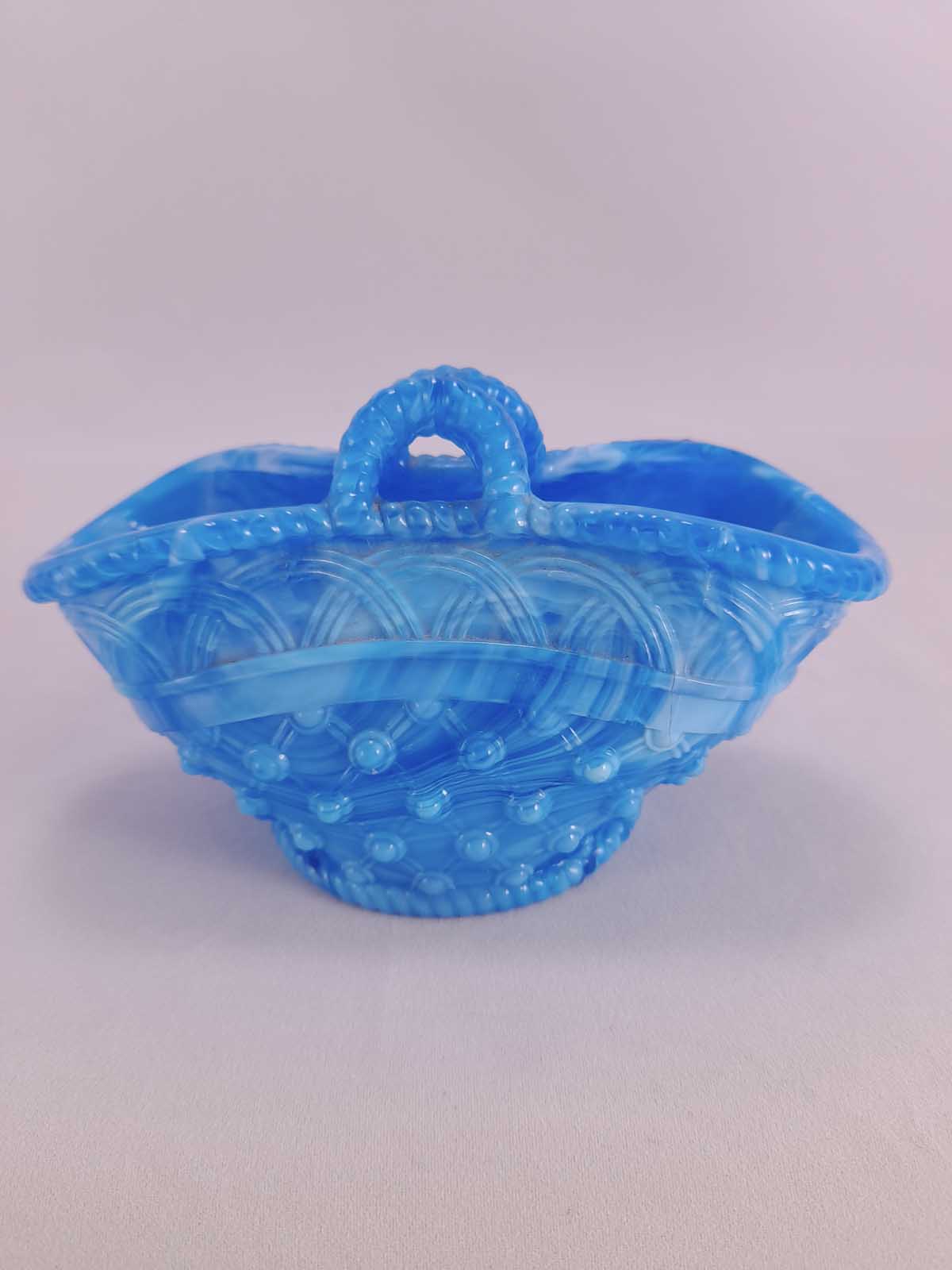 Victorian Blue Slag Glass Basket