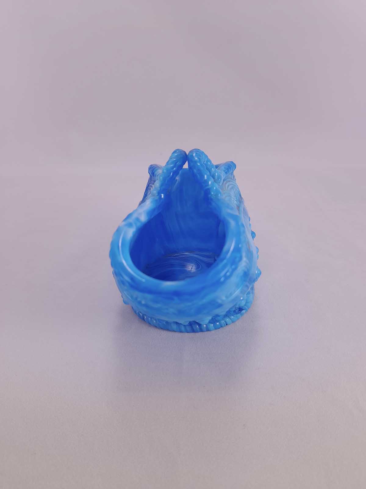 Victorian Blue Slag Glass Basket - Image 4
