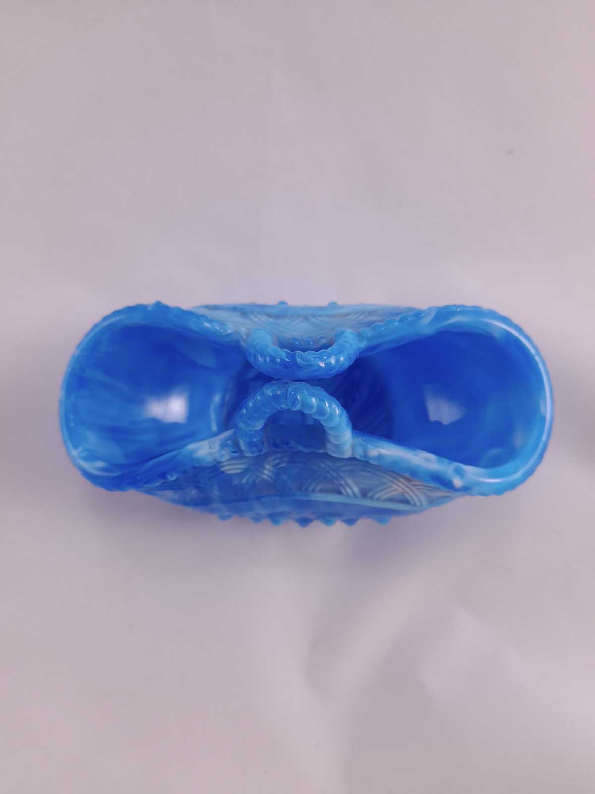Victorian Blue Slag Glass Basket - Image 5
