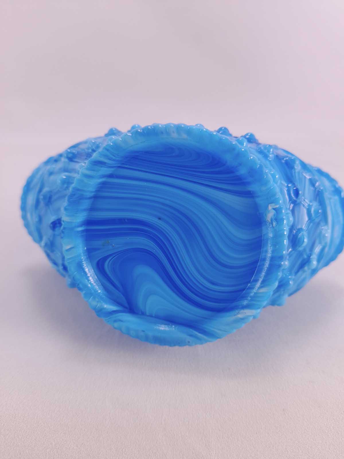 Victorian Blue Slag Glass Basket - Image 6