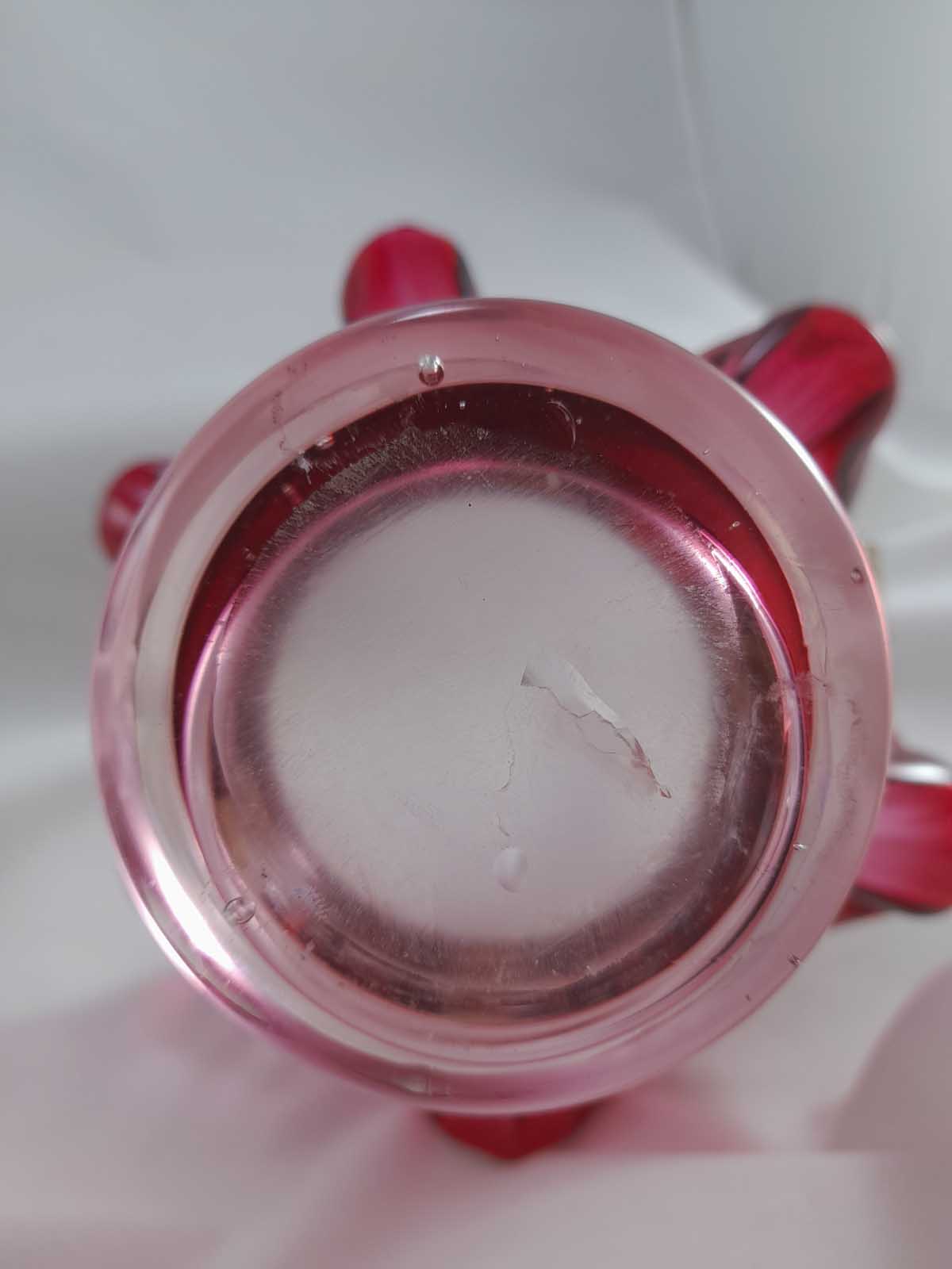 A Stunning Cranberry Glass Ruffled Basket - Image 6