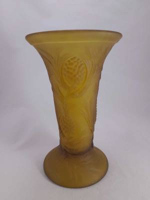 Rare Jobling “Fircone” Amber Frosted Glass Vase