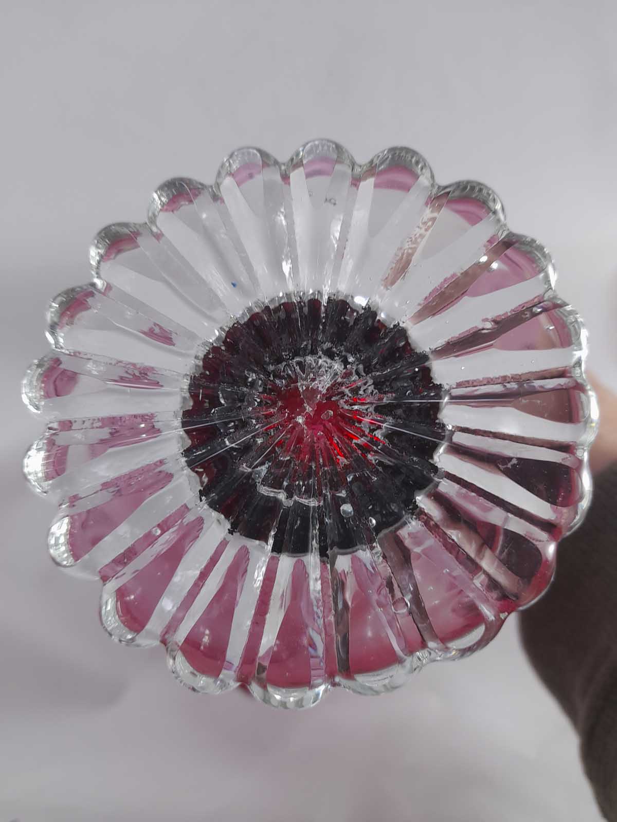 Fenton Crimped Edge Cranberry Glass Basket Vase - Image 7