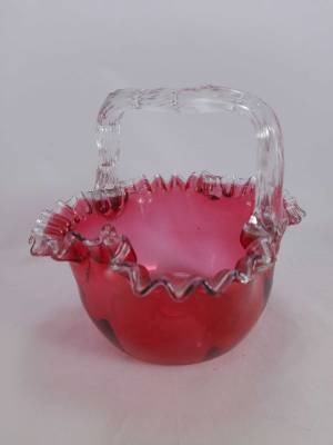 Cranberry Glass Basket