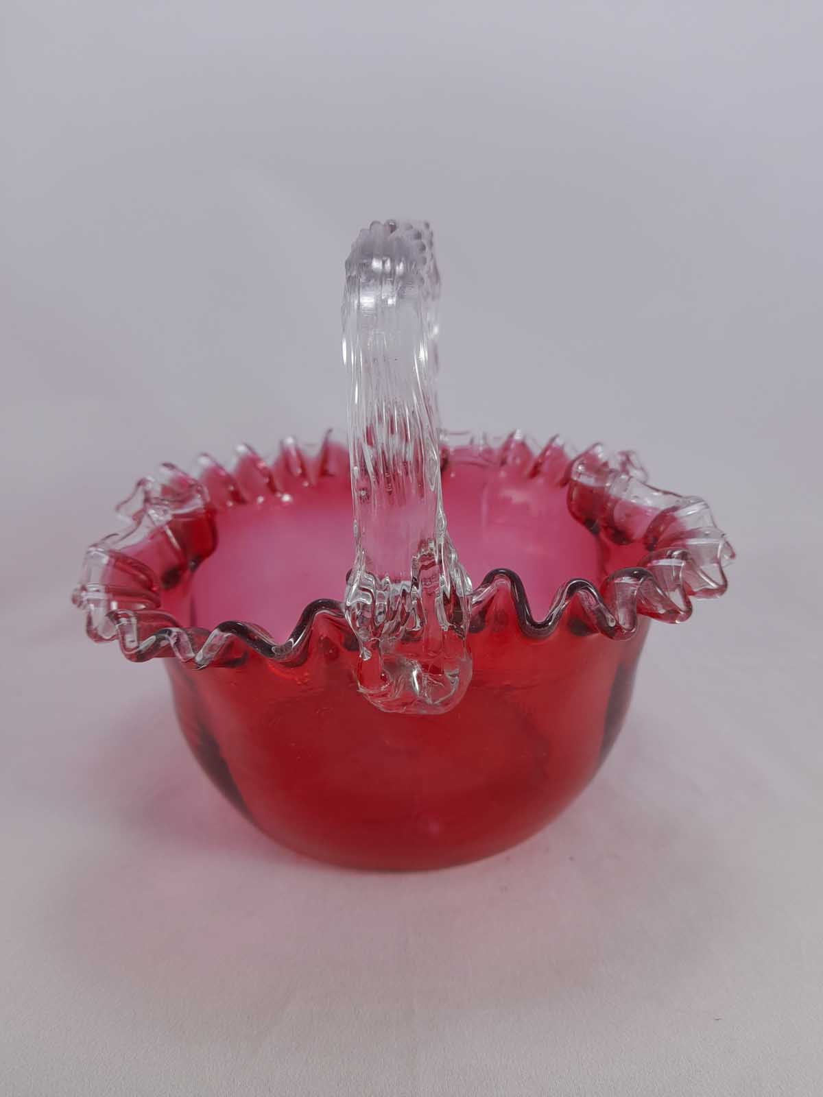 Cranberry Glass Basket - Image 2