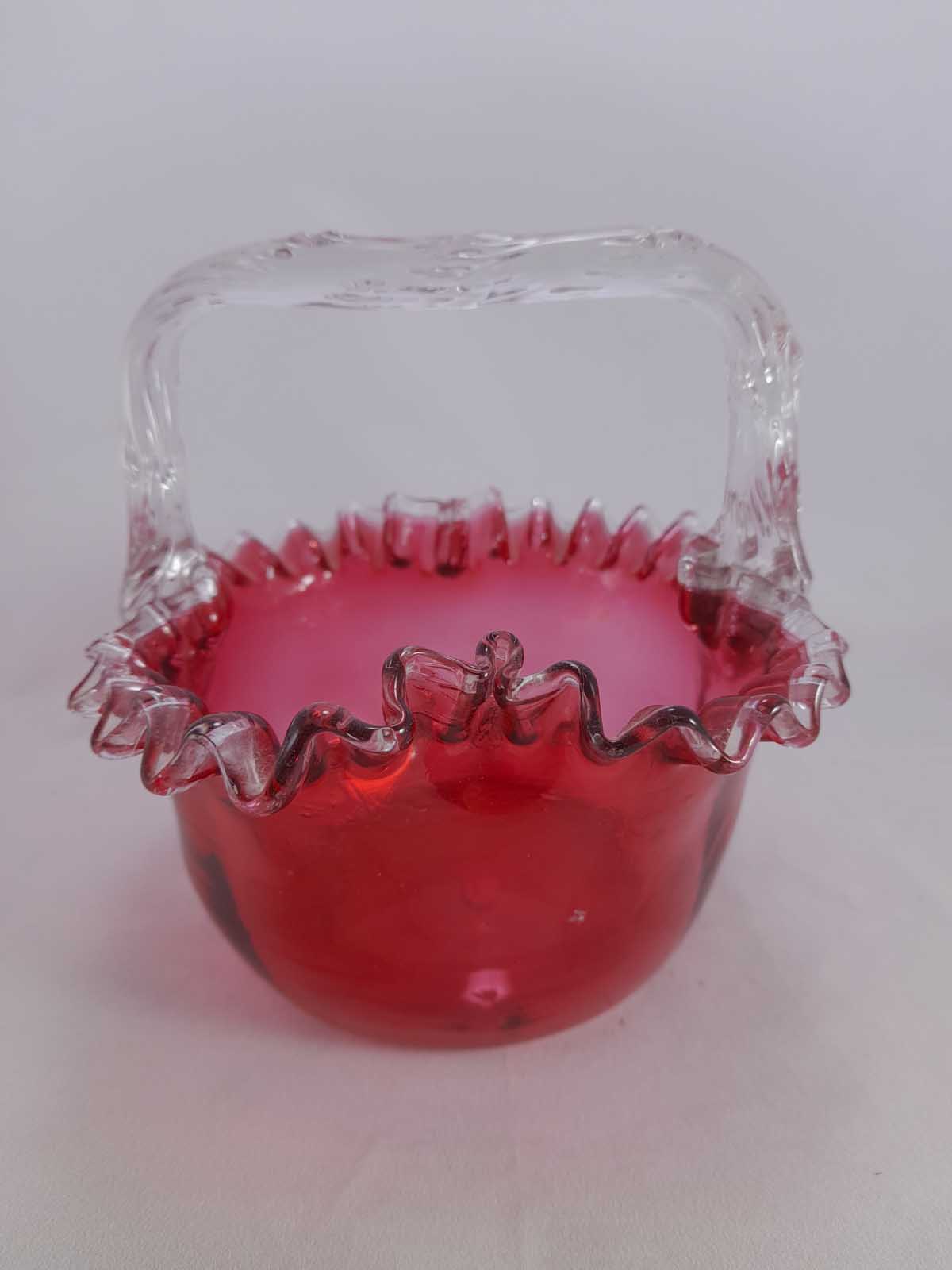 Cranberry Glass Basket - Image 3