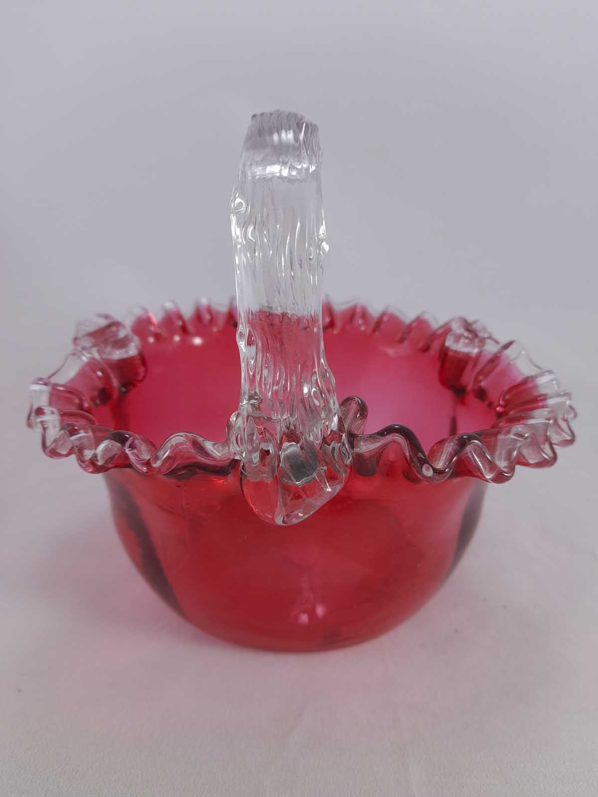 Cranberry Glass Basket - Image 4
