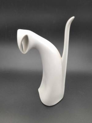 Mid Century Royal Dux White Sitting Cat