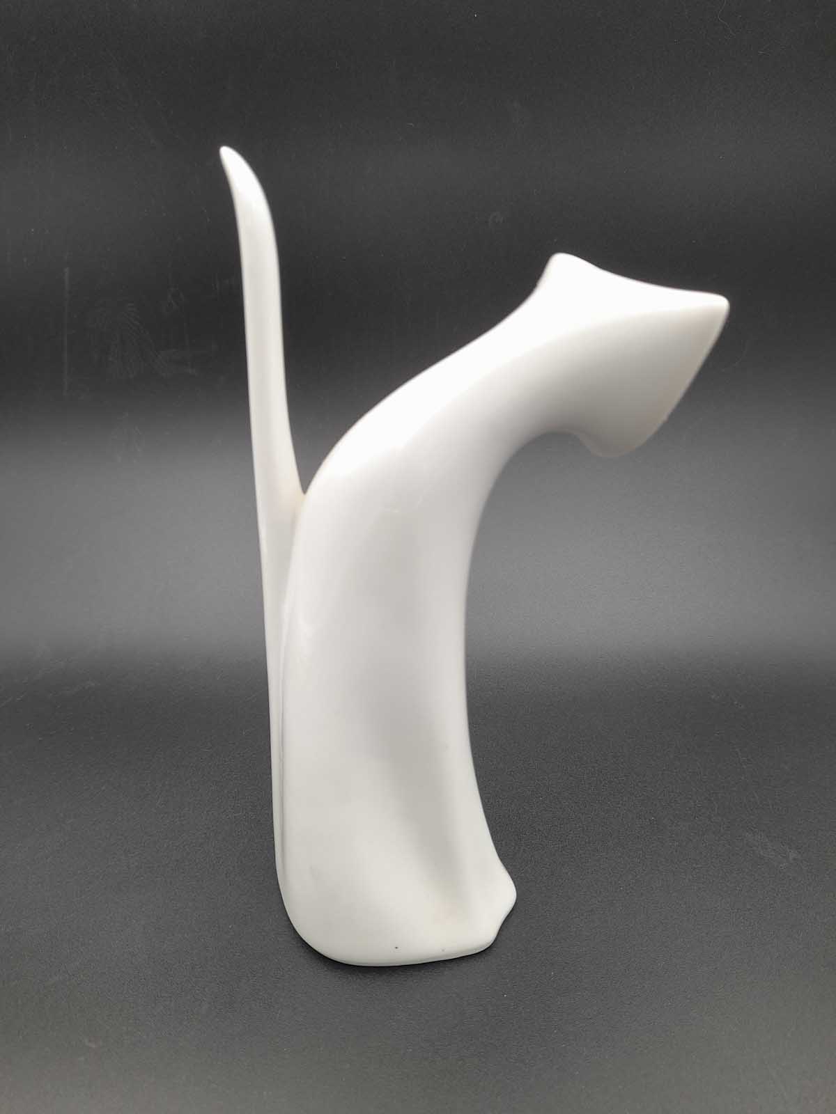 Mid Century Royal Dux White Sitting Cat - Image 3